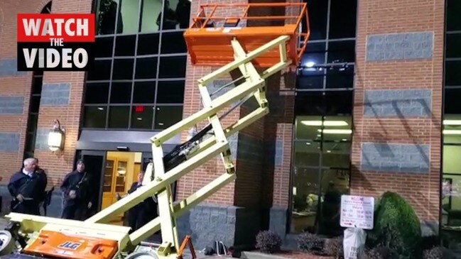 Scissor Lift falls over at Trump rally