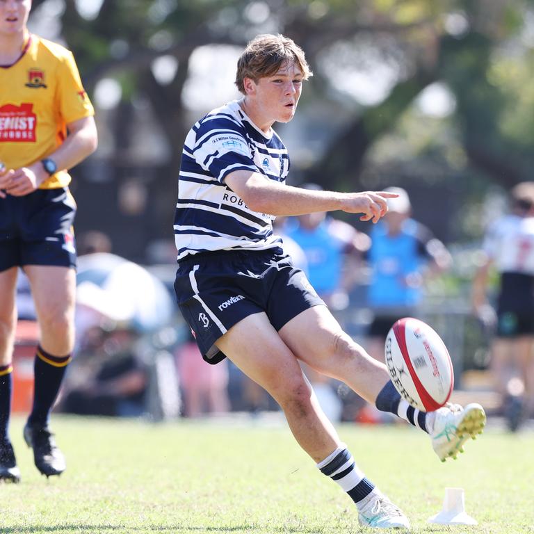 Action from the Under 16 Brisbane junior rugby league grand final between Brothers and Souths at Norman Park. Picture Lachie Millard