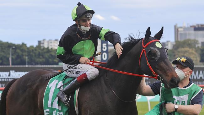 Regan Bayliss and Private Eye after winning the Epsom Handicap at Randwick on October 02. Photo: Mark Evans/Getty Images.