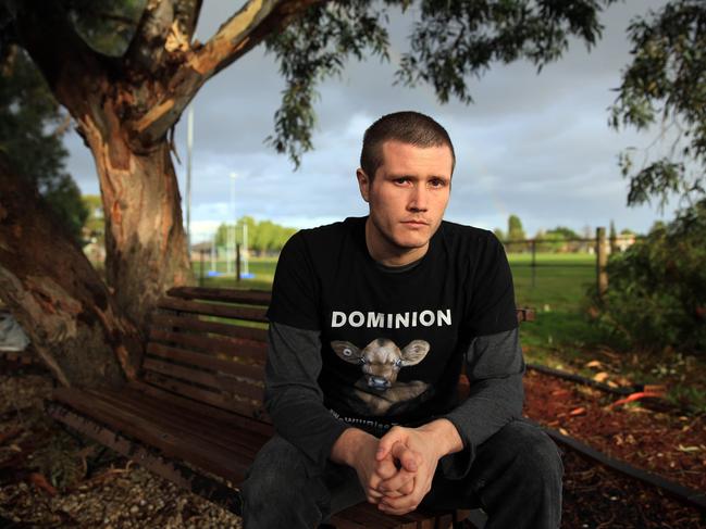 09/04/19 Vegan activist Chris Delforce is the director of vegan documentary Dominion and was at the protests in Melbourne recently. Aaron Francis/The Australian