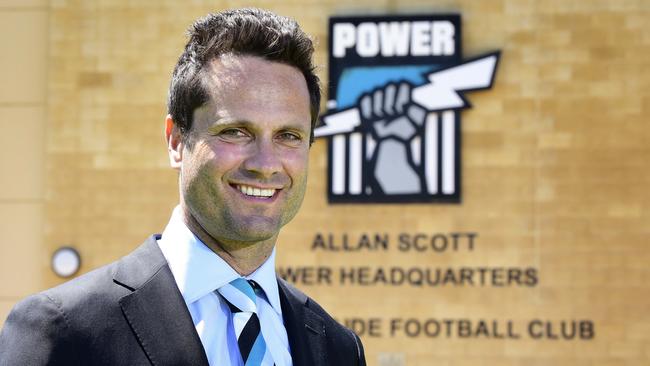 Port Adelaide legend Gavin Wanganeen at Alberton Oval after being appointed to the Port Adelaide board. Picture: Bianca De Marchi