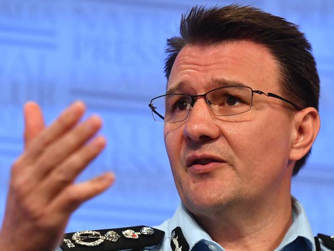 Australian Federal Police (AFP) Commissioner Reece Kershaw at the National Press Club in Canberra, February, Wednesday 19, 2020. (AAP Image/Mick Tsikas) NO ARCHIVING