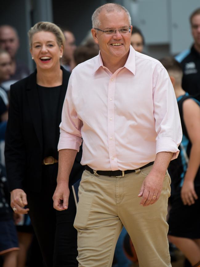 Prime Minister Scott Morrison and Sports Minister Bridget in Penrith on Saturday. Picture: AAP