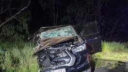 Two men were hospitalised after a two-vehicle crash on the Leichhardt Highway at Condamine.