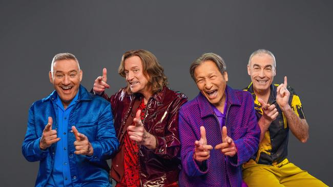 Anthony Field, Jeff Fatt, Greg Page and Murray Cook in Hot Potato: The Story of The Wiggles. Picture: Prime Video