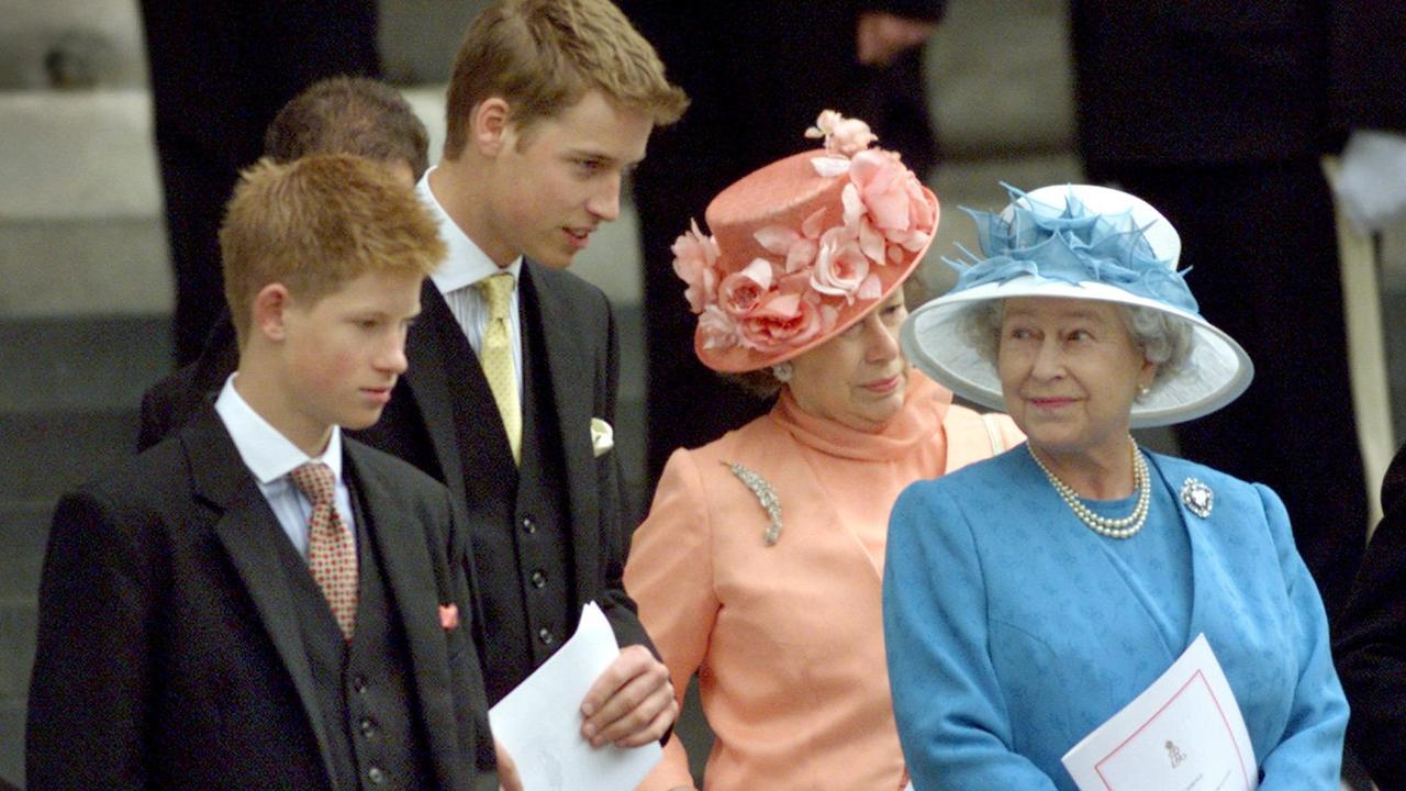 Prince Harry, Prince William with Princess Margaret and the Queen in 2000. Picture: Adrian Dennis / AFP