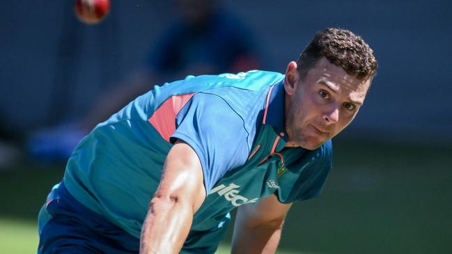 Josh Hazlewood at training in Adelaide. Picture: Mark Brake/Getty Images