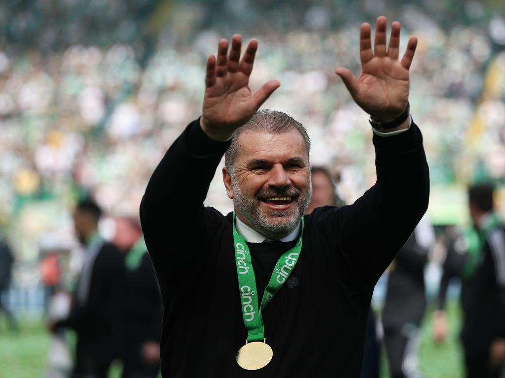 Ange Postecoglou celebrates winning the Scottish title with Celtic. Picture: Ian MacNicol/Getty Images