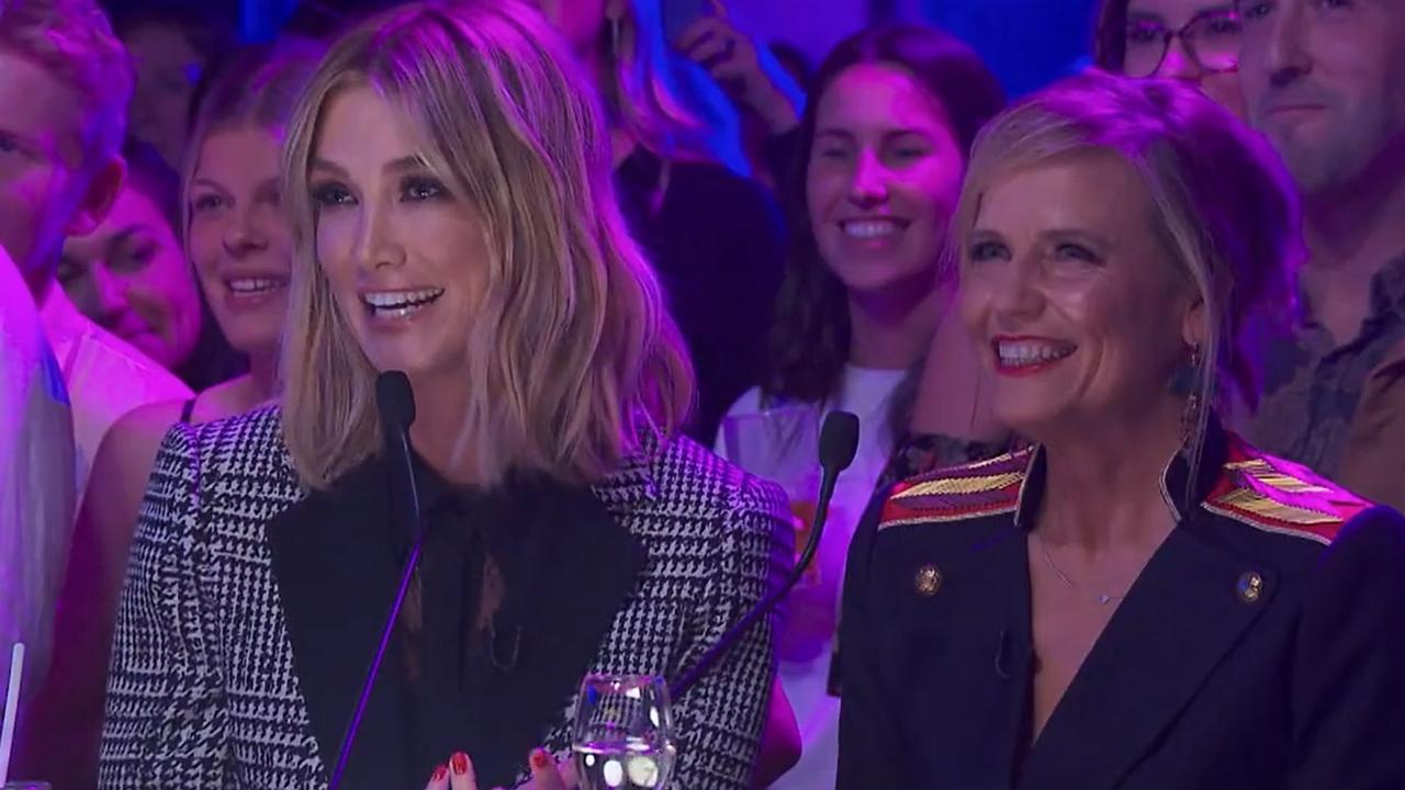 Guest judge Delta Goodrem gets more than she bargained for when Ronnie performs. Picture: Supplied, Channel 9