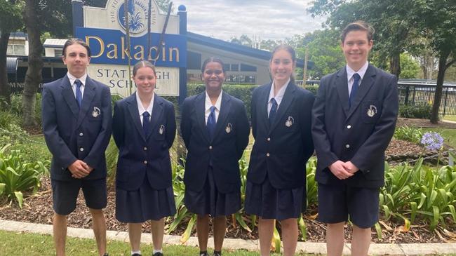 Dakabin State High School captains, Drew Rich, Emma Deacon, Kelea Hopkins, Kiara-Lea Hurley and Jack Sullivan. Picture: Contributed