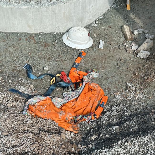 The tradie was impaled in the neck at the Centenary Bridge worksite.