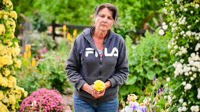 Deb Langshaw in Amanda’s Garden, which she built in honour of her daughter. Picture: Simon Dallinger