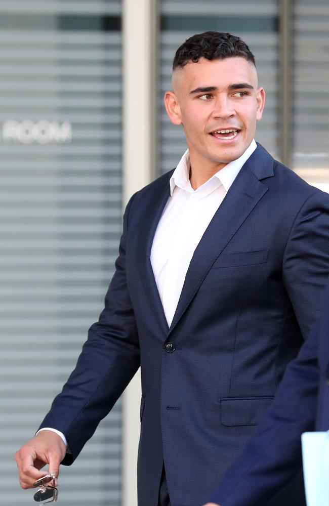 Former Brisbane Bronco Izaia Jay Ali Perese, 22, leaving the Brisbane Supreme Court. Photographer: Liam Kidston