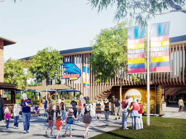 Adelaide Crows artist impressions of their new base at Thebarton Oval -  Game Day CREDIT: City Collective