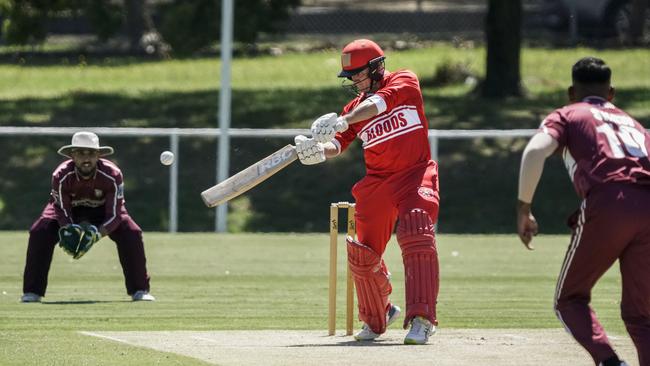 Springvale South’s Jordan Wyatt on the attack against North Dandenong on Saturday. Picture: Valeriu Campan