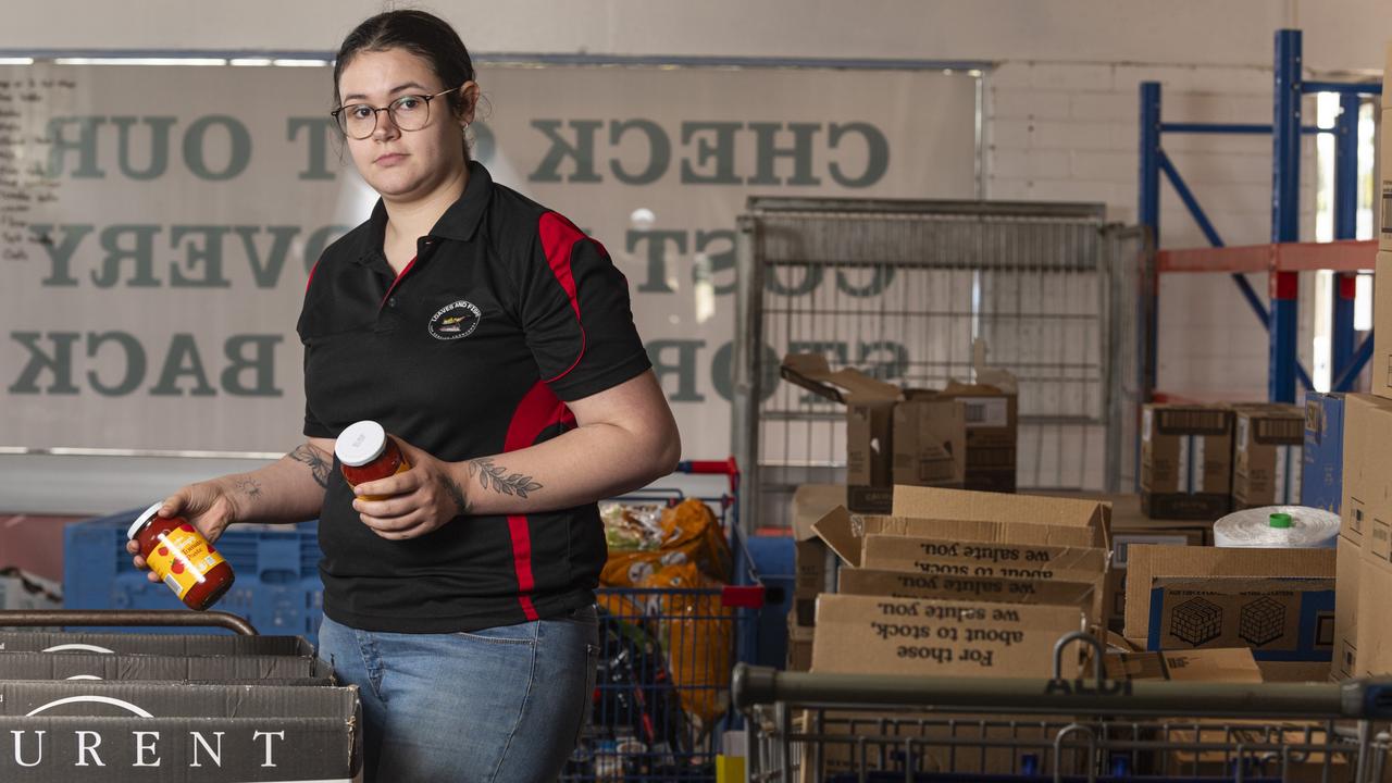 Tamika Andrews puts together hampers at Loaves and Fishes Care Service, Thursday, July 11, 2024. Picture: Kevin Farmer