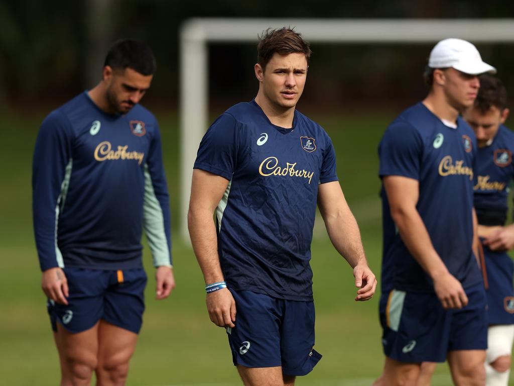 Josh Flook looks on during a Wallabies training session. Picture: Matt King/Getty Images