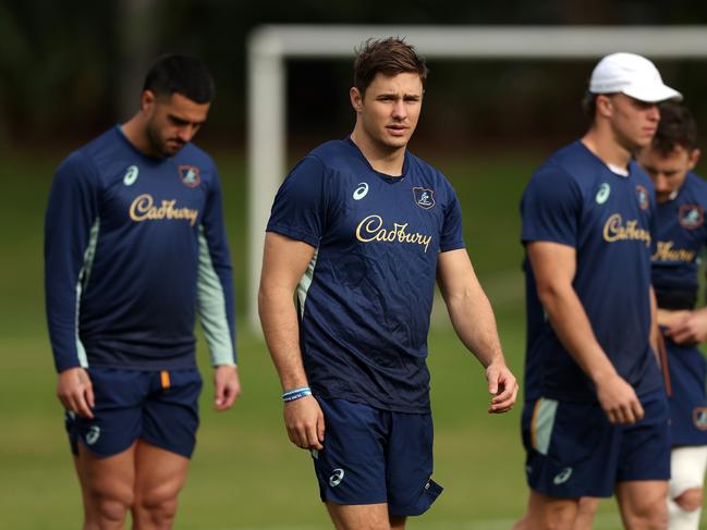 Josh Flook looks on during a Wallabies training session. Picture: Matt King/Getty Images