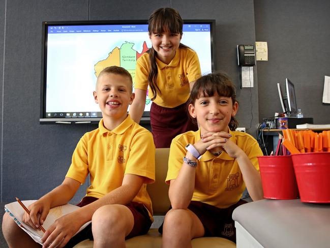 Glebe Public School’s Brooklyn Bell, Scarlett Falzon and Tamara Thaler. Picture: Toby Zerna