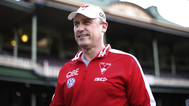 Sydney Swans coach John Longmire has extended his contract with the club by a further three years, seeing him as head coach until the end of the 2020 season. Picture: Phil Hillyard