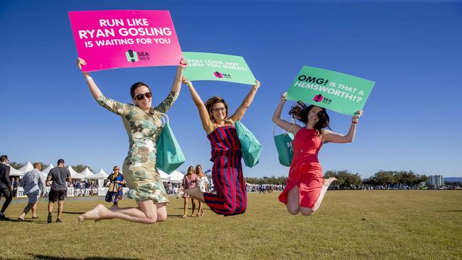 McLaren Gold Coast Polo by the Sea. Ladies Dash winners Sarah Farmer, Emily Powell and Yandell McEnroe. Picture: Jerad Williams