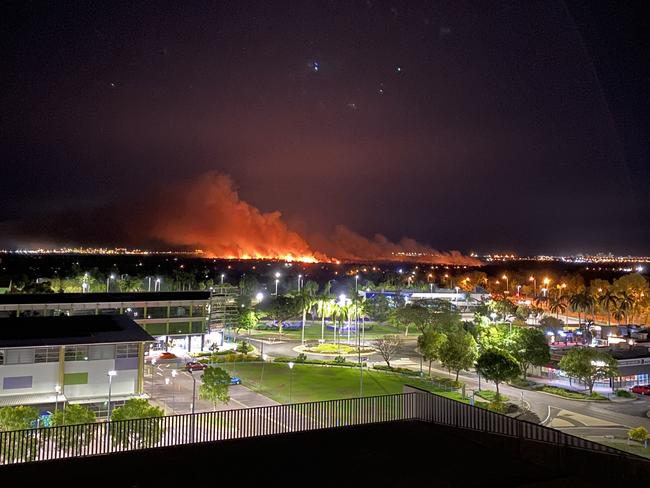 Matilda Mayfair took this amazing photo of a bushfire burning on the outskirts of Palmerston on Tuesday night