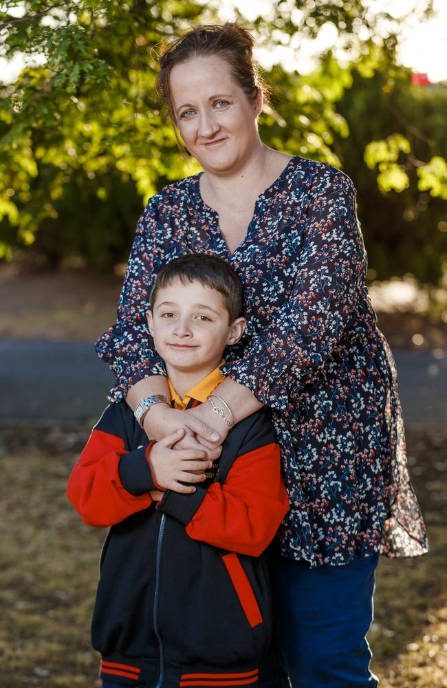 Angela Lewis – pictured with her six-year-old son Rogan – was ‘dead’ for 12 minutes after a sudden cardiac arrest.