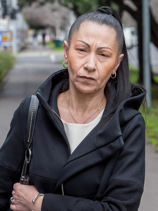 Maria's mother Sue walks from the court. Picture: Jake Nowakowski