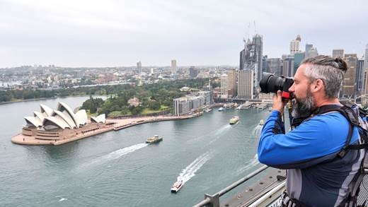 In partnership with esteemed landscape photographer and Fujifilm Australia Ambassador Glenn McKimmin, a once in a lifetime photography masterclass will be held from on top of the Sydney Harbour Bridge. Picture: Supplied.