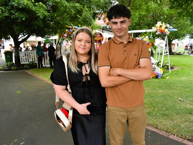 Hayley Jamieson and Charlie Jamieson enjoying all the action at the Ladbrokes Cranbourne Cup on Saturday, November 23, 2024. Picture: Jack Colantuono