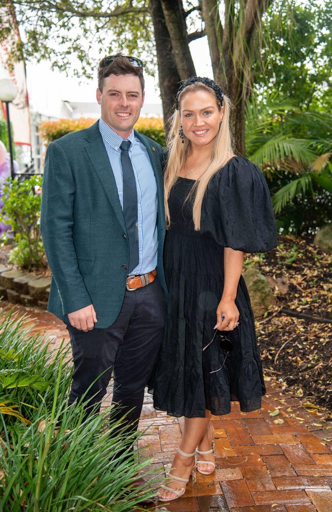 (From left) Matt and Brooke Wiedman. Weetwood Raceday at Toowoomba Turf Club. Saturday, September 28, 2024. Picture: Nev Madsen.