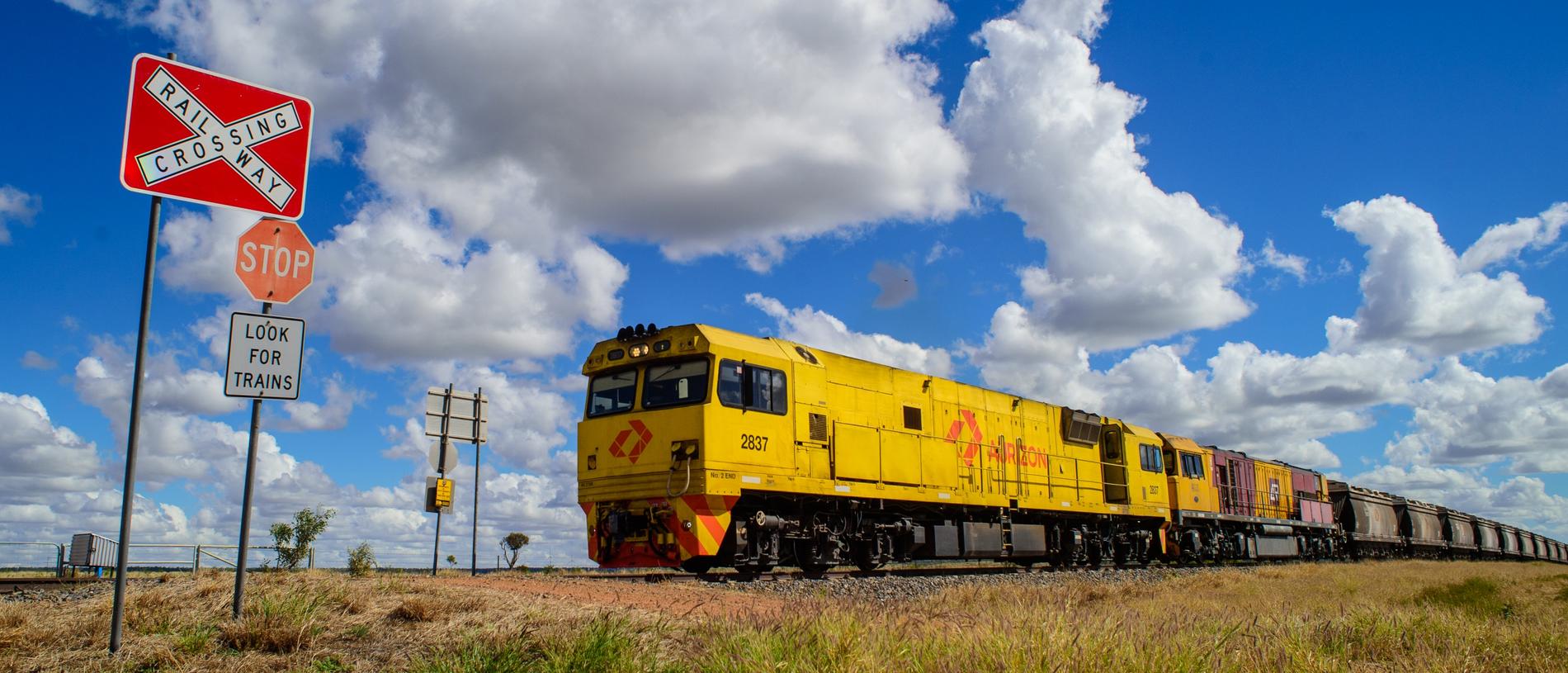 An Aurizon train near Hughenden, QLD.