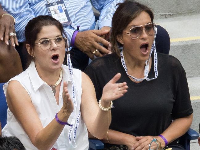 Debra Messing and Mariska Hargitay seen at USTA Billie Jean King National Tennis Center on September 10, 2016 in the Queens borough of New York City. Picture: Getty