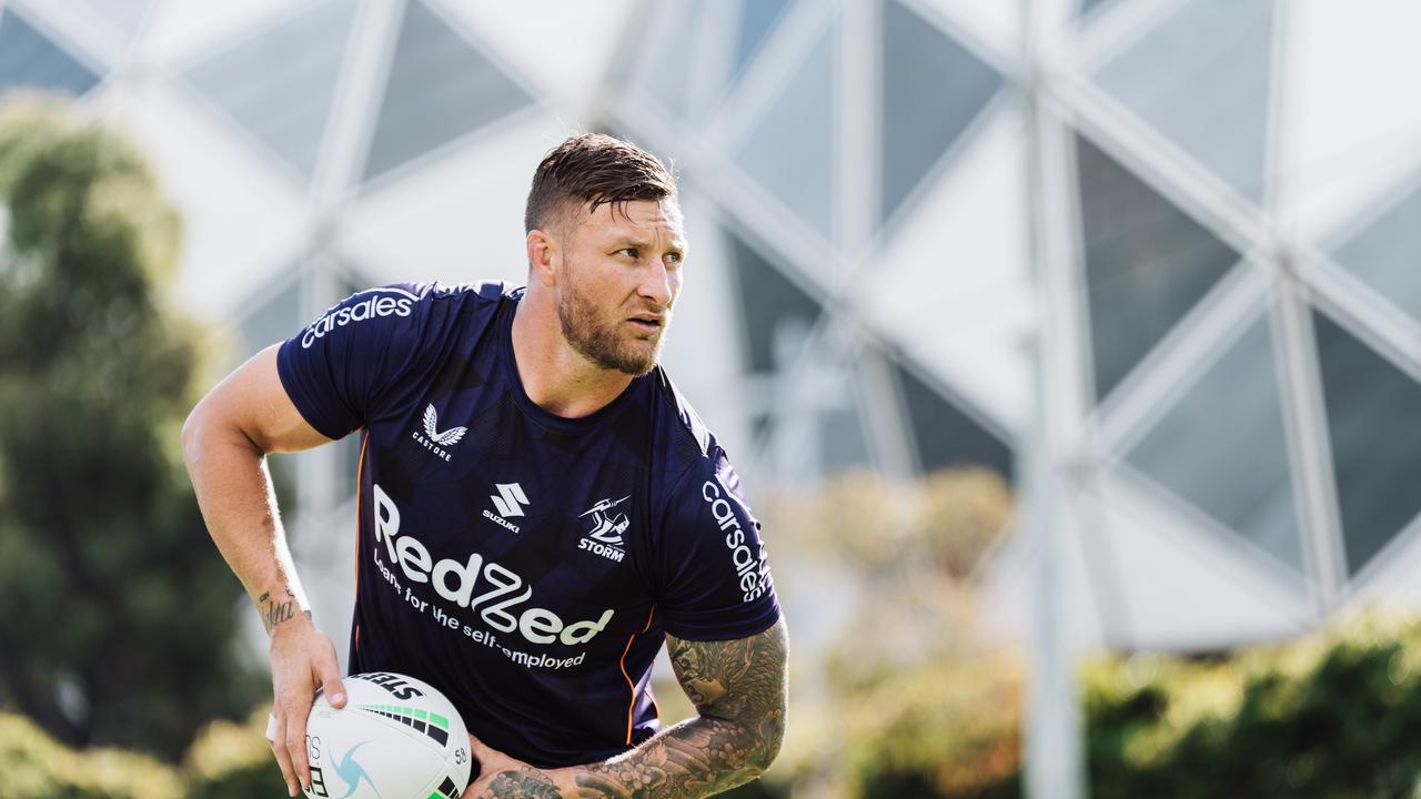 Tariq Sims got his Storm career off to the perfect start with an early try, but things went south after that as they fell apart on the Gold Coast. Picture: Supplied