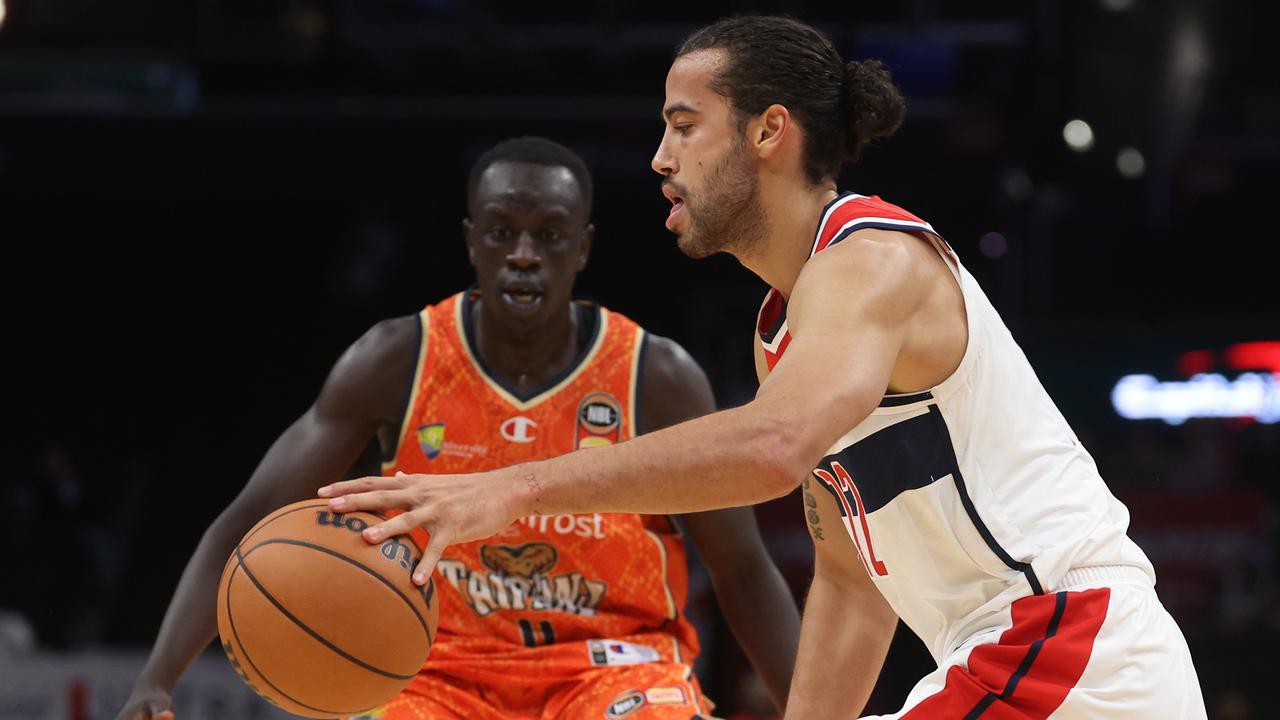 NBL23 MVP Xavier Cooks in action for the Washington Wizards against the Cairns Taipans. Picture: Patrick Smith/Getty Images