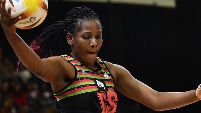 CAPE TOWN, SOUTH AFRICA - JULY 29: Joyce Mvula of Malawi during the Netball World Cup 2023, Pool B match between England and Malawi at Cape Town International Convention Centre Court 1 on July 29, 2023 in Cape Town, South Africa. (Photo by Ashley Vlotman/Gallo Images/Netball World Cup 2023)