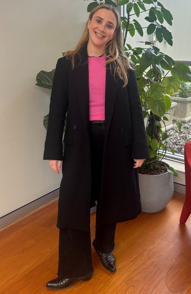 You can't go wrong with a classic black coat. Picture: news.com.au/Philippa Tonkin.