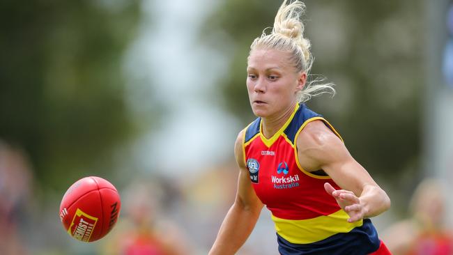 Premier Steven Marshall said he engaged with high profile South Australians, including Adelaide Crows Co-Captain Erin Phillips, to help with the pitch. Picture: Matt Turner/AFL Photos