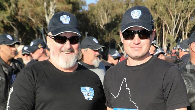 Brendan Wiblen (left) with his son Liam Wiblen at the 2023 Wall to Wall police memorial ride. Picture: QLD Police Union Journal.