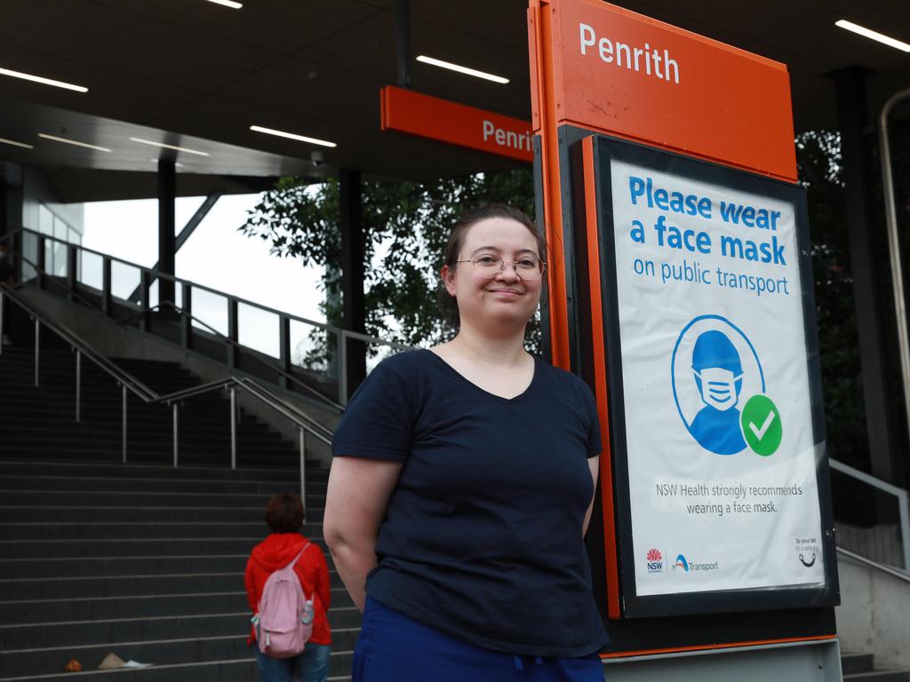 Nurse Marian Suters takes at least four different trains, buses, and sometimes light rail to commute from Penrith to Randwick. Picture: John Feder/The Daily Telegraph