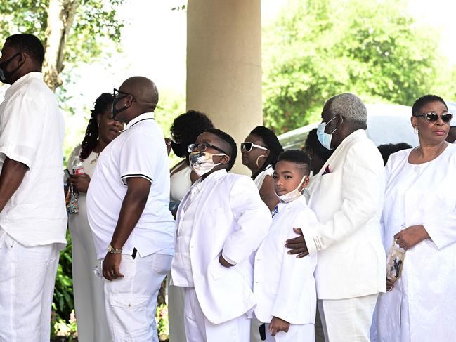 Mourners arrive at The Fountain of Praise Church for the funeral for George Floyd. Picture: AFP