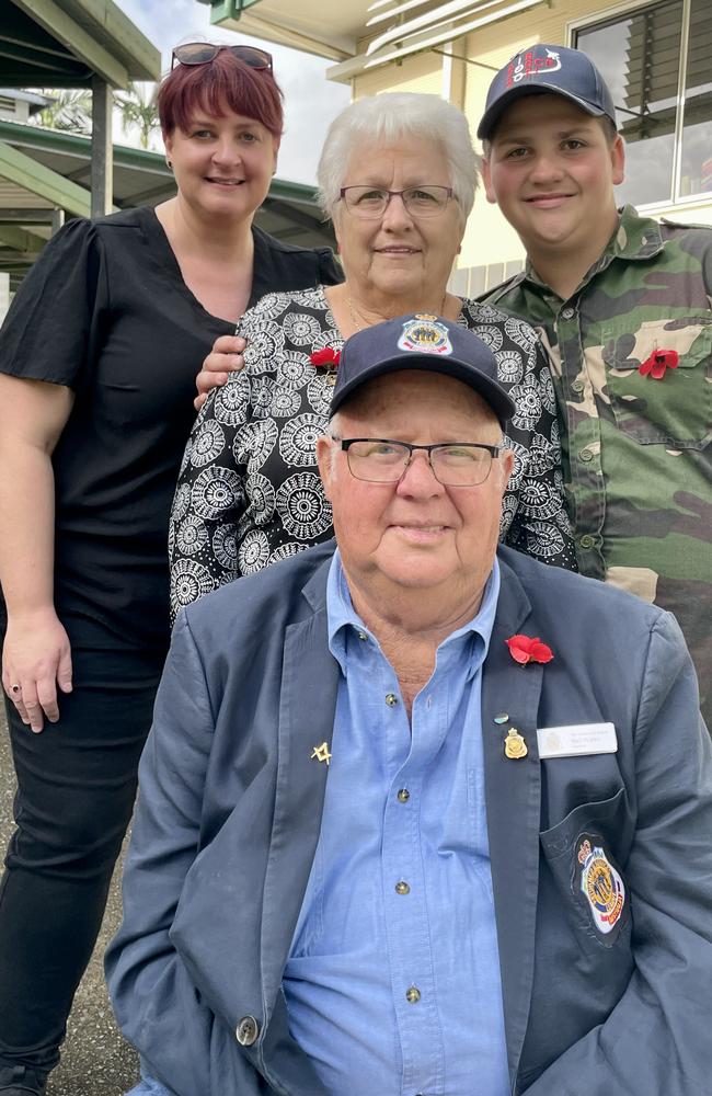 Sarah Thompson, Lyn wales, Jesse Wales and Kuttabul RSL sub branch president Neil Wales at the Kuttabul Dawn Service at Hampden State School. Picture: Janessa Ekert