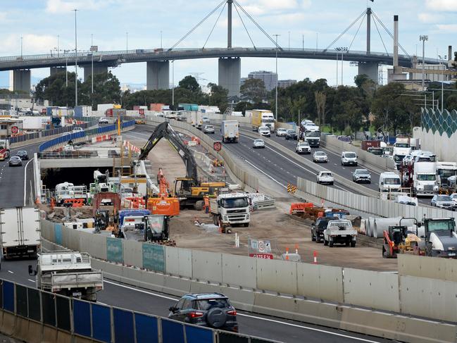 Expect even more changes to the West Gate Fwy from next weekend. Picture: Andrew Henshaw