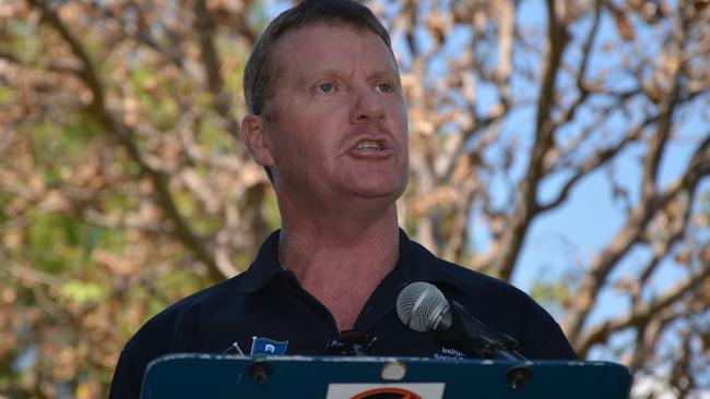 Unions NT secretary Paul Kirby at a Darwin rally against the China Australia Free Trade Agreement. Photo: LACHLAN WILLIAMS/ETU