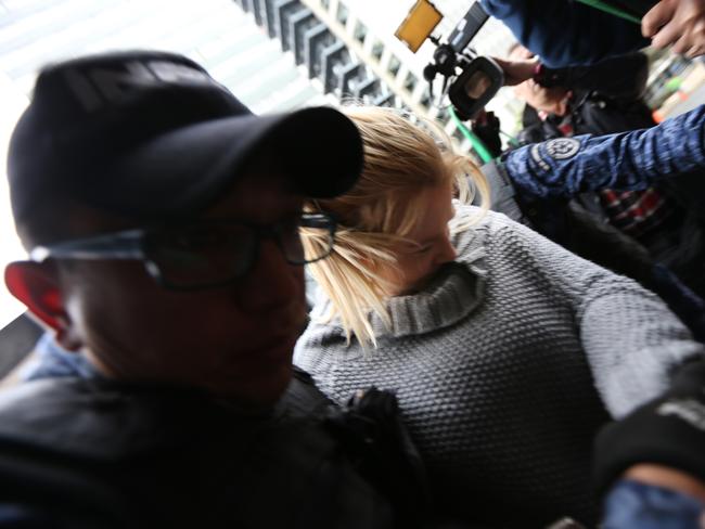 Accused Australian drug mule Cassie Sainsbury after she appeared in a Bogota court. Picture: Gary Ramage