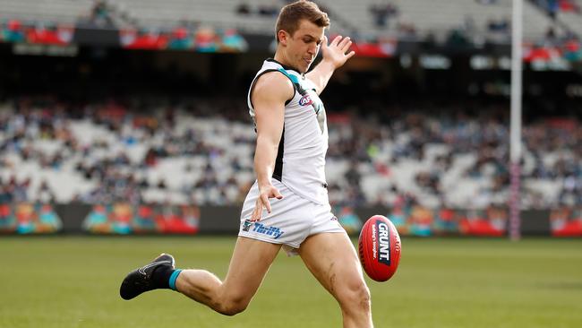 Jack Trengove during his Port debut at the weekend against Carlton. Picture: Michael Willson/AFL Media/Getty