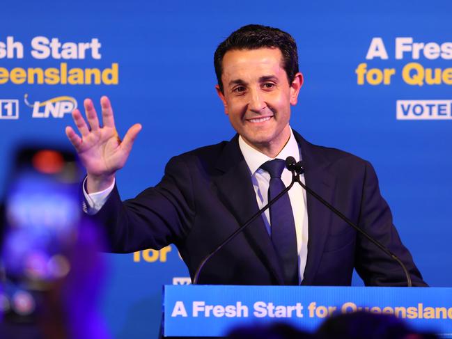 BRISBANE, AUSTRALIA - NewsWire Photos OCTOBER 26, 2024 QLDVOTES24: LNP leader David Crisafulli during the party function in Brisbane. Picture: NewsWire/Tertius Pickard