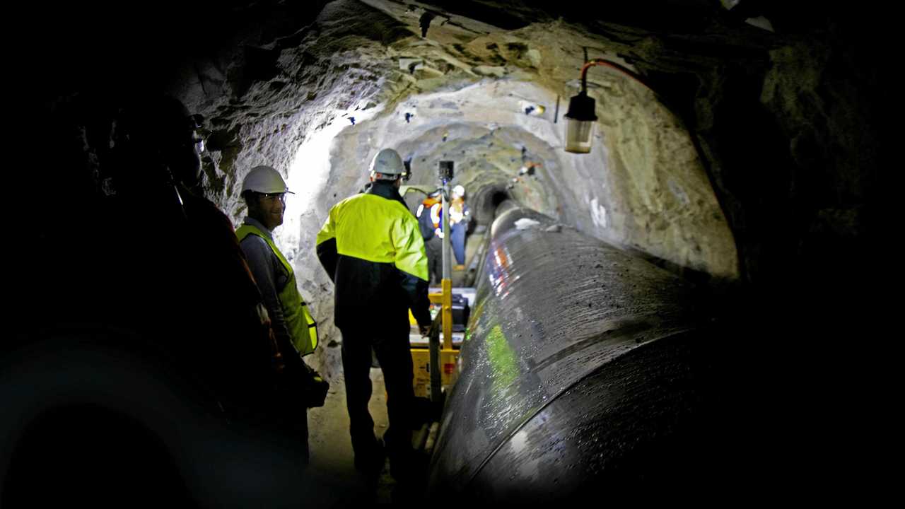 Team of specialists inspect the Blackall Range Tunnel and pipeline. Picture: Seqwater