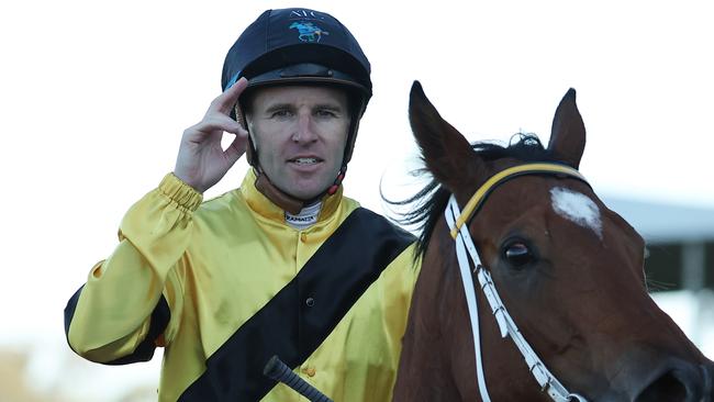 Jockey Tommy Berry is fighting to overcome shoulder pain to be fit to ride at Rosehill on Saturday. Picture: Jeremy Ng/Getty Images