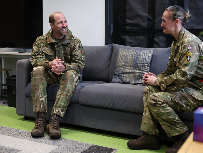 Prince William met with British troops at the base. Picture: Getty Images